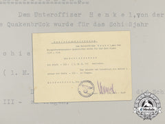 A Third Grade Marksmanship Award Document To Luftwaffe Nco Henkel