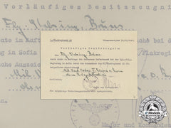 A Bulgarian Military Merit Order 5Th Class Preliminary Document To Flieger Bruns