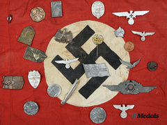 Germany, Third Reich. A Souvenir Flag, With Mixed Badges And Insignia