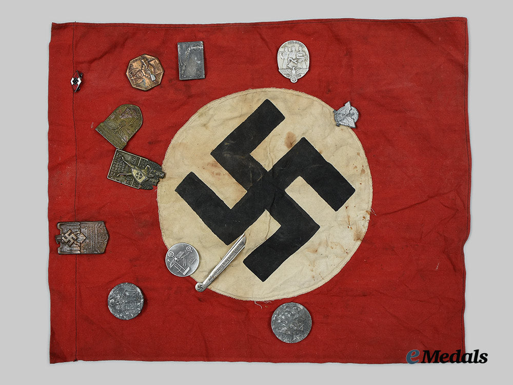 germany,_third_reich._a_souvenir_flag,_with_mixed_badges_and_insignia_ai1_2582