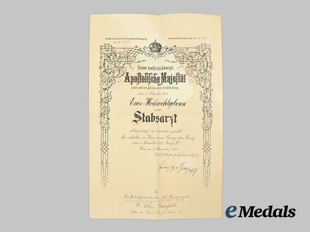 austria-_hungary,_empire._a1915_promotion_document_to_dr._viktor_grünfeld_ai1_6310