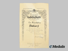 Austria-Hungary, Empire. A 1915 Promotion Document To Dr. Viktor Grünfeld