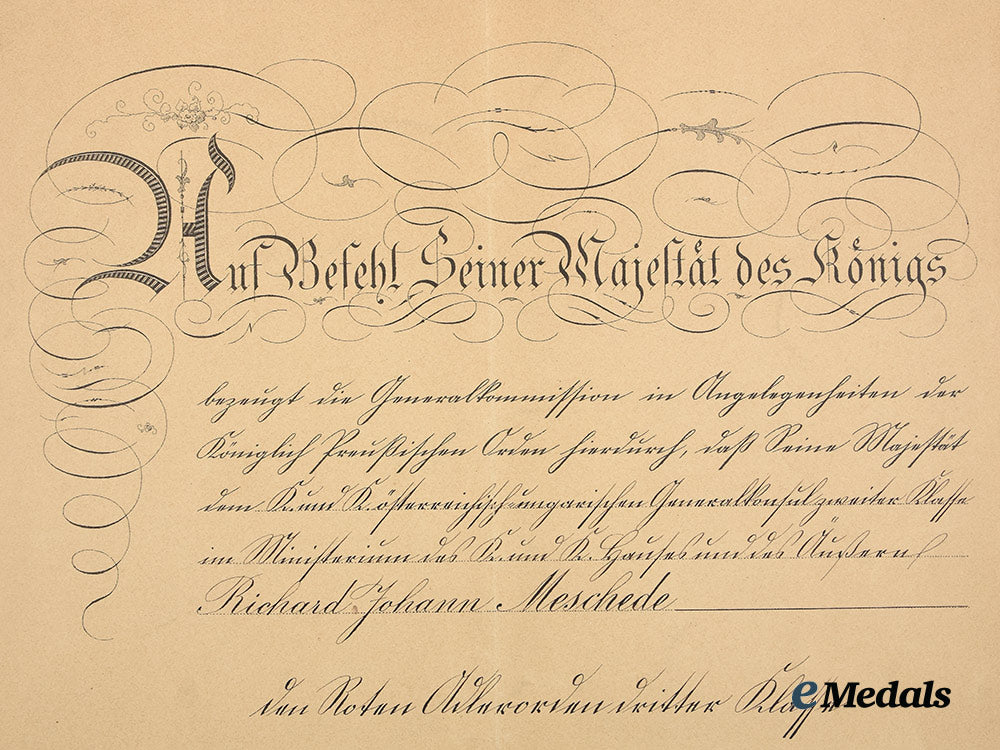 prussia,_kingdom._an_award_document_for_an_order_of_the_red_eagle,_iii_class,_to_richard_johann_meschede_ai1_9068