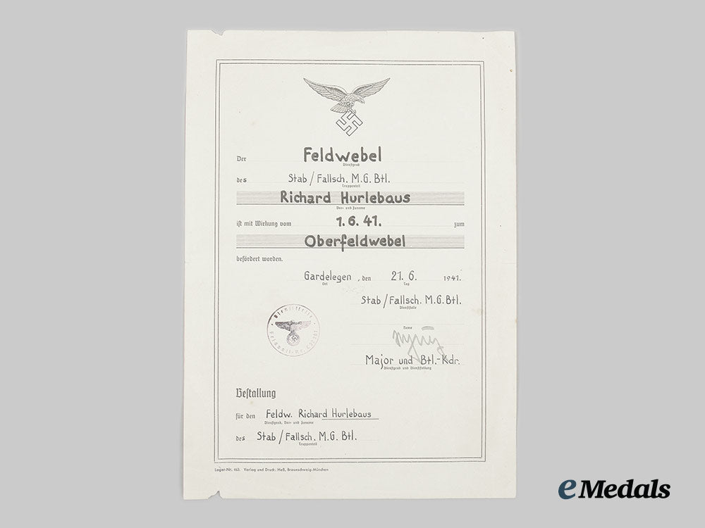 germany,_luftwaffe._a_fallschirmjäger_badge,_cloth_version,_with_promotion_document_to_oberfeldwebel_reichard_hurlebaus_ai23_cbb_7527