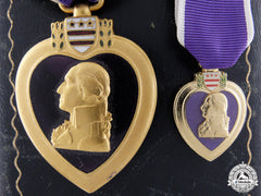 An American Second War Purple Heart With Miniature & Case