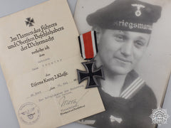 An Iron Cross Second Class & 1940 Document To The Kriegsmarine