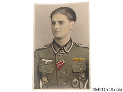An Original German Knight's Cross Winner Photo Postcard