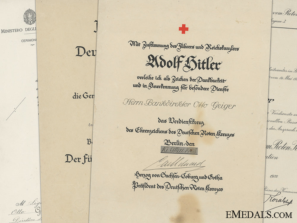 award_documents_to_otto_geiger;1_st&2_nd_class_red_cross;_italian_crown_order_award_documents__546f5fa44e102