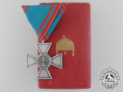 A Hungarian Order Of Merit; Silver Merit Cross In Silver With Case