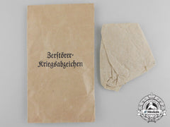 A Kriegsmarine Destroyer War Badge Award Packet; Otto Schickle