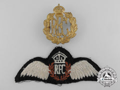 A Royal Flying Corps (Rfc) Pilot Wing Badge And Cap Badge