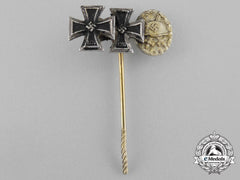 An Iron Cross 1939 First And Second Class & Gold Grade Wound Badge Miniature Stick Pin