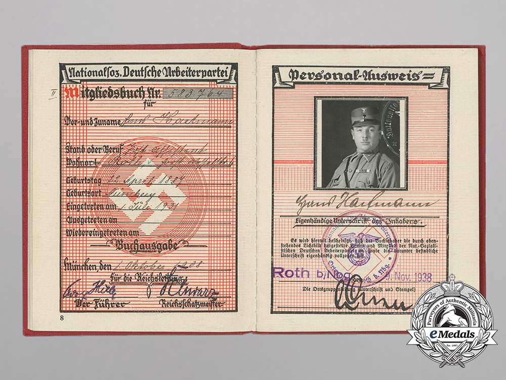 2_nsdap_id_books&3_wartime_photos_to_sa_member_hans_hartmann_bb_4135