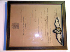 Rfc Certificate & Original Wing 1917