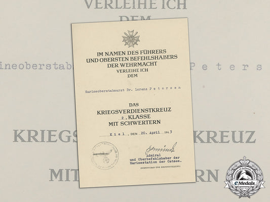 germany._a_war_merit_cross_document_to_marineoberstabsarzt_dr._lorenz_petersen,_signed_by_admiral_schmundt_c17-830_1