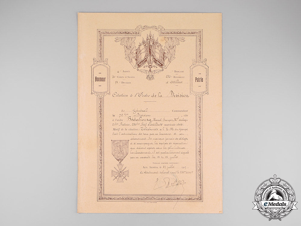 france,_republic._a_croix_de_guerre_with_document_to_telephonist_marcel_françois_bedabourg_c18-014884