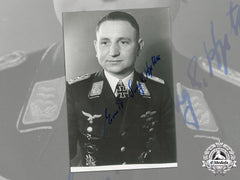 Germany, Luftwaffe. A Post War Signed Studio Portrait Of Long-Range Reconnaissance Pilot Hauptmann Ernst Sorge (Kc)