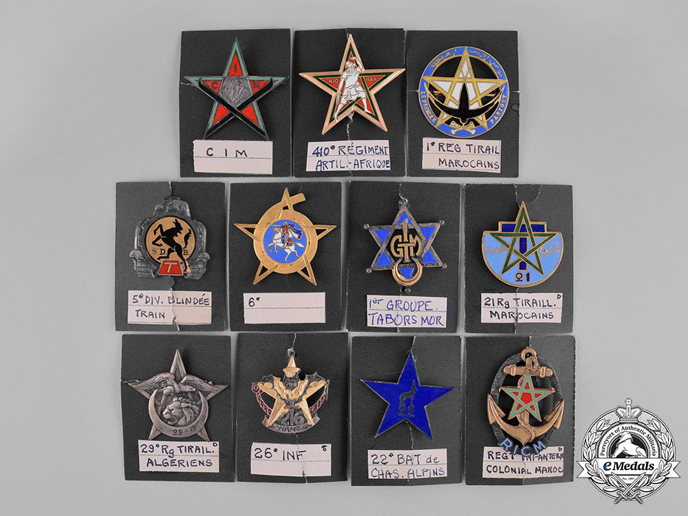 france,_republic._sixteen_french_overseas_military_insignia_badges_c18-030665