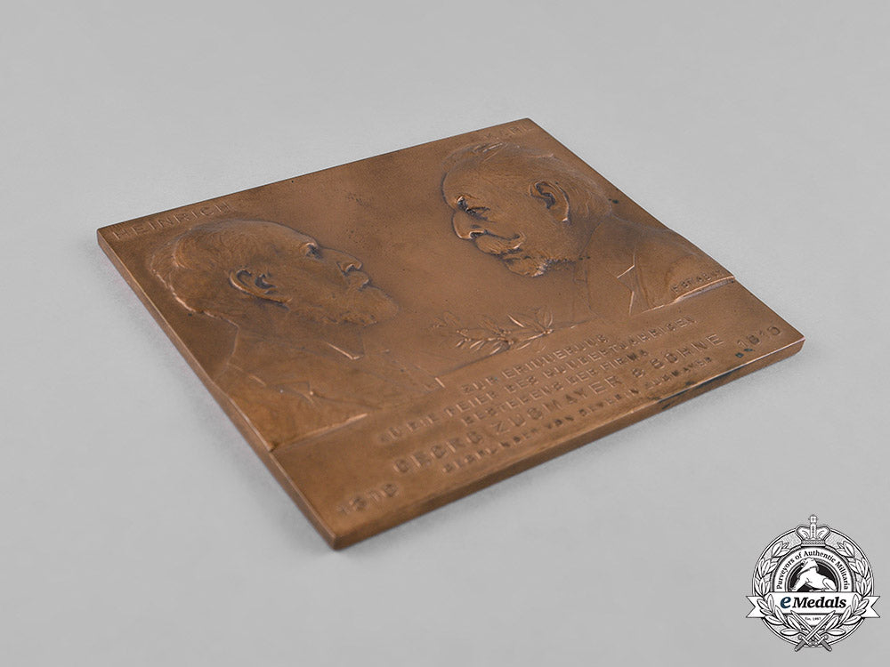 austria,_empire._a100_th_anniversary_plaque_for_georg_zugmayer&_söhne,_by_f._stiasny,_c.1910_c18-046443