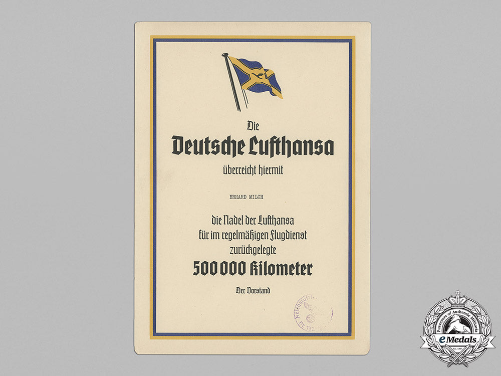germany,_lufthansa._a_lufthansa500,000_kilometer_flight_achievement_certificate_to_erhard_milch_c18-048783