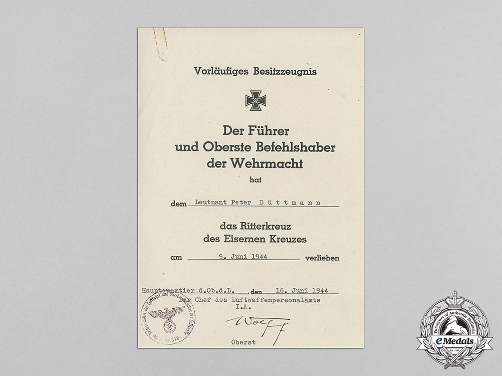 germany,_luftwaffe._an_outstanding_document_group_to_ace_leutnant_peter_düttmann,152_victories_c18-0513