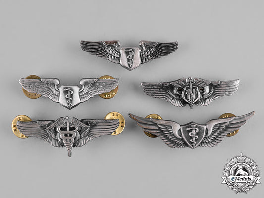 united_states._a_lot_of_five_united_states_air_force(_usaf)_medical_badges,_reduced_size_c19-0484