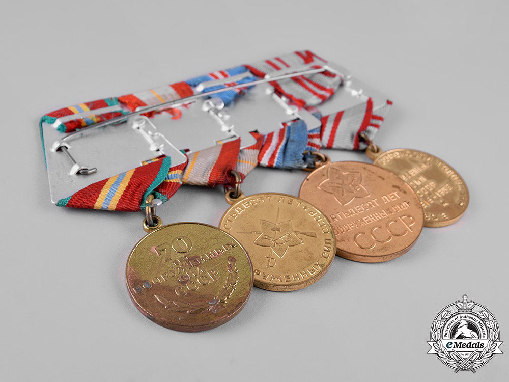 russia,_soviet_union._a_veteran's_group_of_four_armed_forces_jubilee_medals_c19-4644