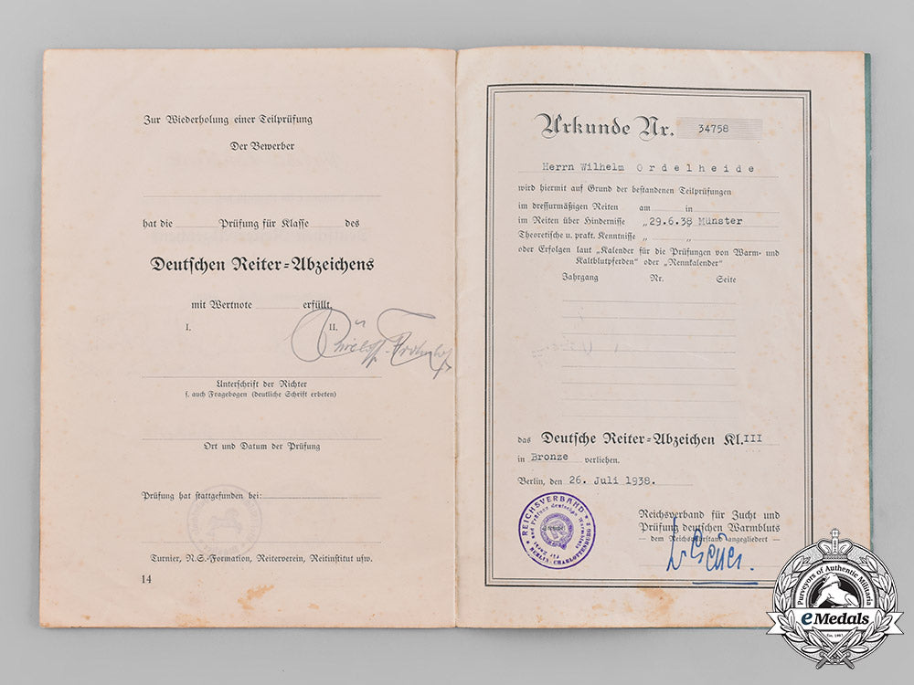 germany,_wehrmacht._a_bronze_grade_equestrian_badge_award_document,1938_c19-959