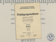 A Luftwaffe Appointment Certificate To Examiner Of Equipment For Karl Fritz Bettge