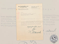Germany, Ss. A Rare Letter With Signature From Ss-Standartenführer Rudolf Brandt, Himmler Personal Staff