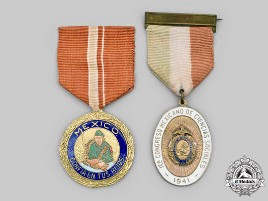 mexico,_united_mexican_states._a_lot_of_two_medals,_c.1943_c2020_378_mnc8469_1