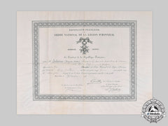 France, Iii Republic. A Order Of The Legion Of Honour, V Class, Knight Award Document, Named