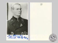 Germany, Ss. A Postwar-Signed Photo Of Ss-Obersturmbannführer Max Wünsche