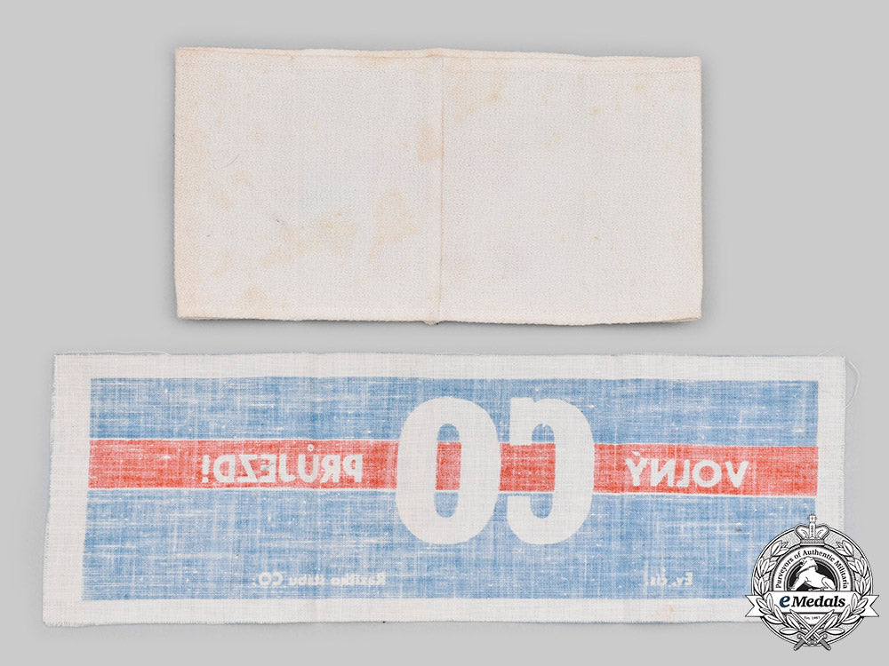 czechoslovakia,_republic._two_bohemia_and_moravia(_böhmen_und_mähren=_bum)_civil_defence_armbands_c2020_626_mnc5764