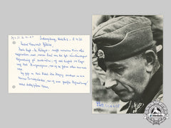 Germany, Ss. A Postwar Signed Photo And Letter From Ss-Oberstgruppenführer Paul Hausser