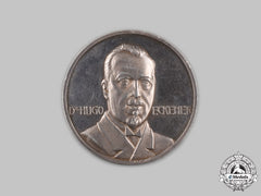 Germany, Weimar Republic. A 1924 Zeppelin America Trip Commemorative Silver Medallion, By L. Christian Lauer