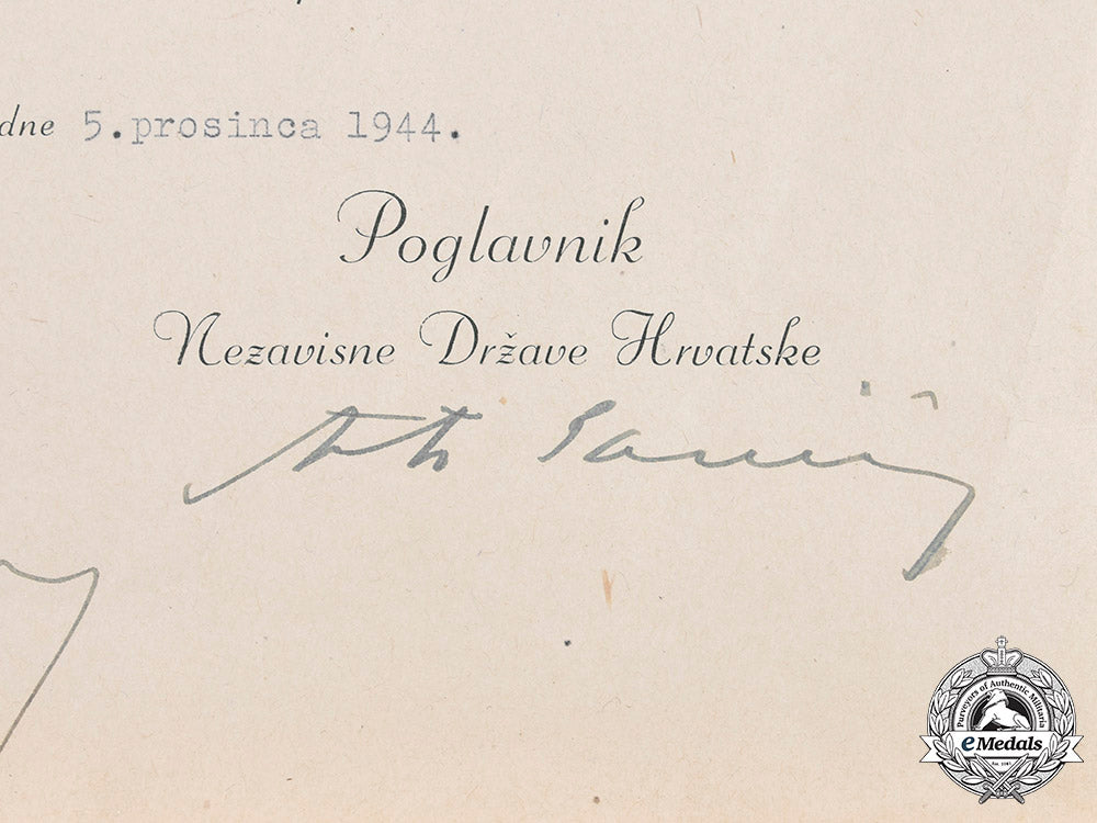 croatia,_independent_state._an_award_document_for_a_medal_of_the_crown_of_king_zvonimir,_silver_grade,_to_ss-_oberscharführer_franz_wiener_c20872_mnc2790