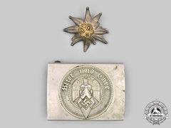 Germany, Hj. A Hj Em/Nco’s Belt Buckle, By F.w. Assmann & Söhne, With Commemorative Badge