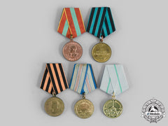 Russia, Soviet Union. A Lot Of Five Second War Medals
