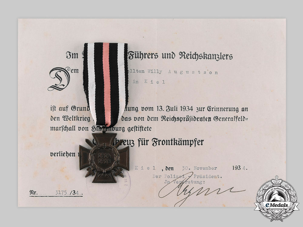 germany,_weimar_republic._an_honour_cross_of_the_world_war1914/1918,_with_award_document_to_willy_augustson,_c.1934_c20_01102_1