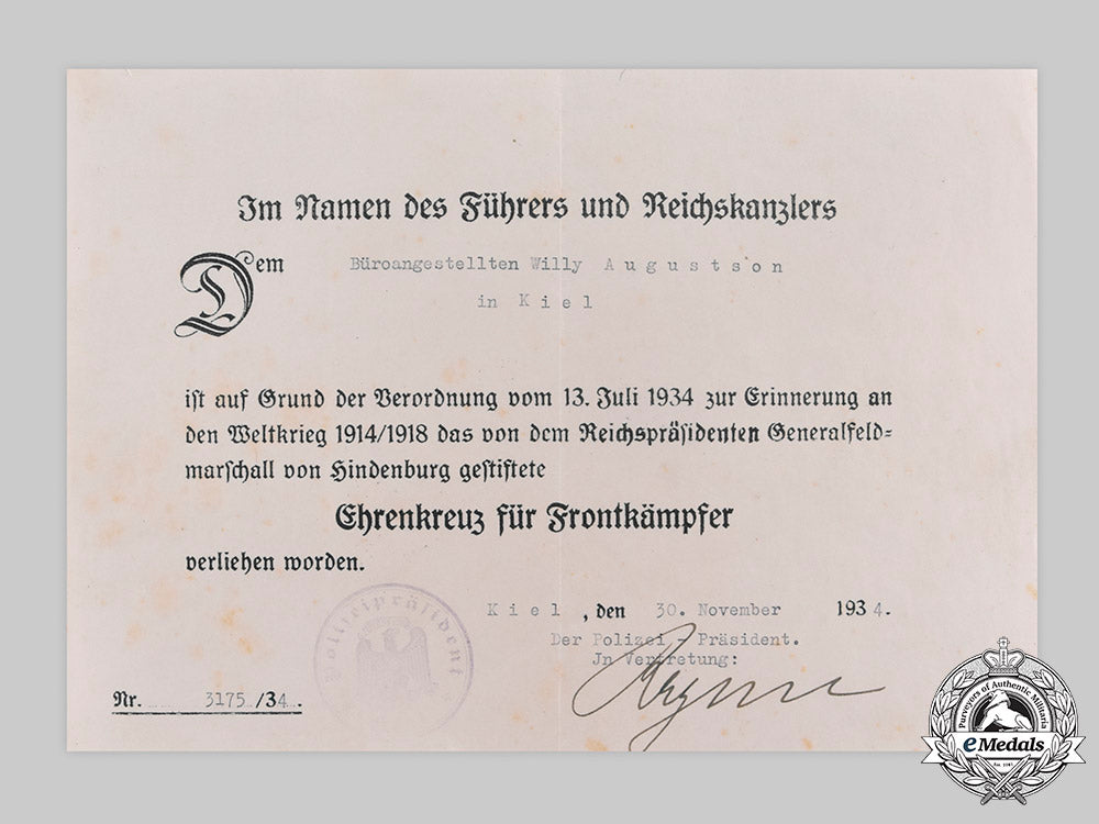 germany,_weimar_republic._an_honour_cross_of_the_world_war1914/1918,_with_award_document_to_willy_augustson,_c.1934_c20_01107_1