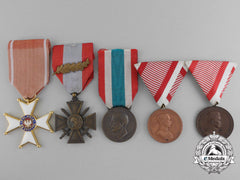 A Lot Of Five European Medals And War Crosses