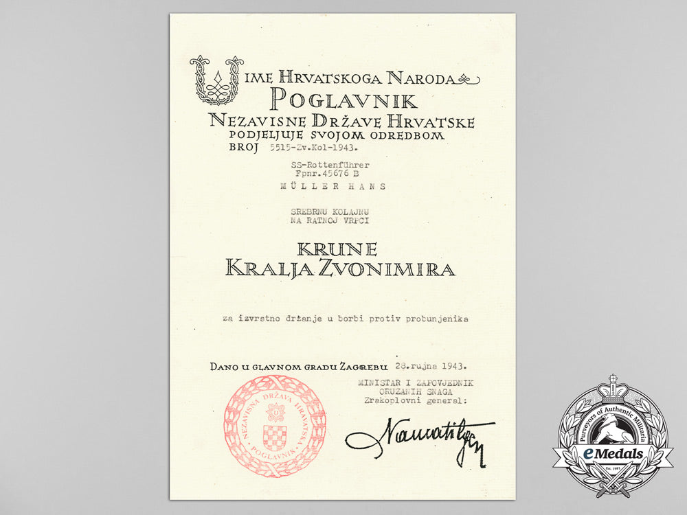 a_croatian_award_document_for_king_zvonimir's_medal_to_ss-_rottenführer_hans_muller_c_3314