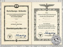 Two Submariner's Posthumous Award Documents To Gustav Adolf Schildt