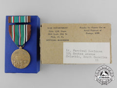 A Mint American 1941-1946 European-African-Middle Eastern Campaign Medal To Lt. Percival Levinson