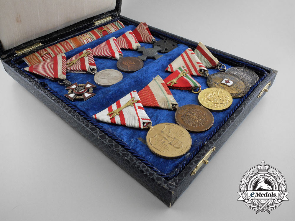 a_group_of_ten_austrian_medals_with_ribbon_bar_in_a_presentation_case_c_8485