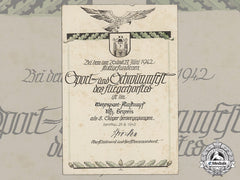 A Unique 1942 Airbase Sports Competition Document To Nco Beyreis
