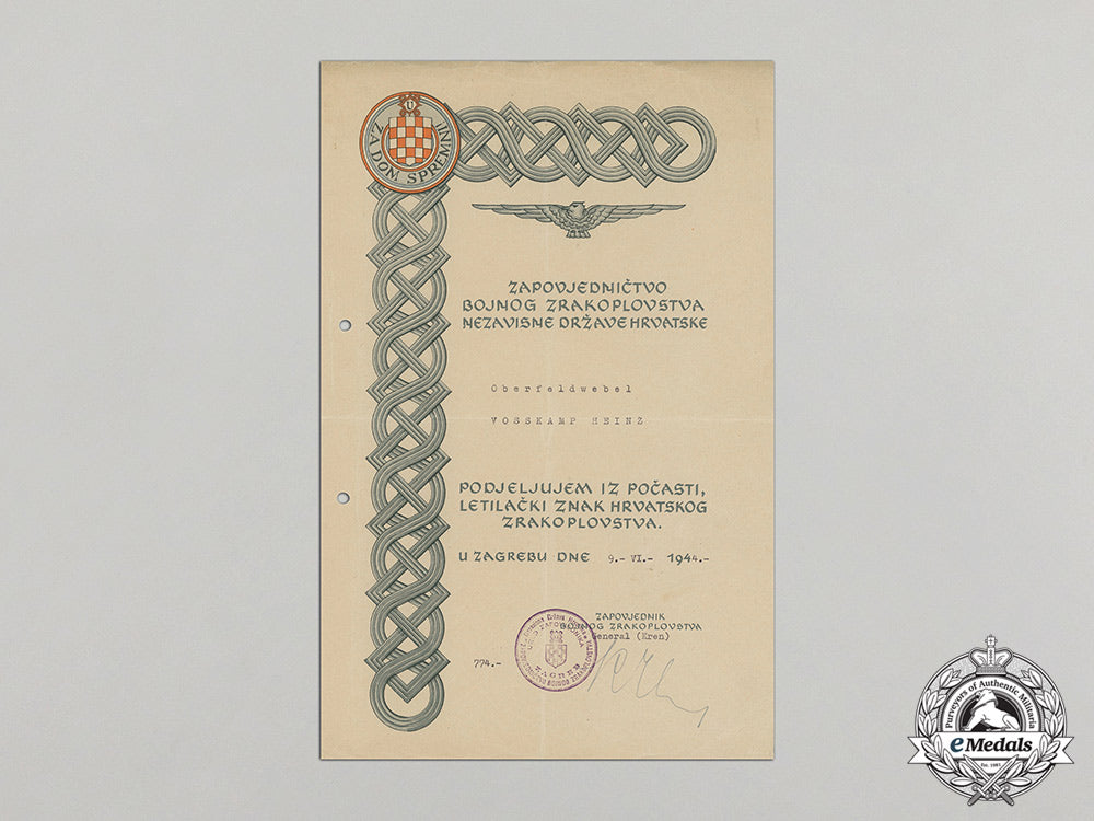 croatia,_independent_state._an_award_document_for_honorary_pilot's_badge,1944_cc_5780_1_1_1