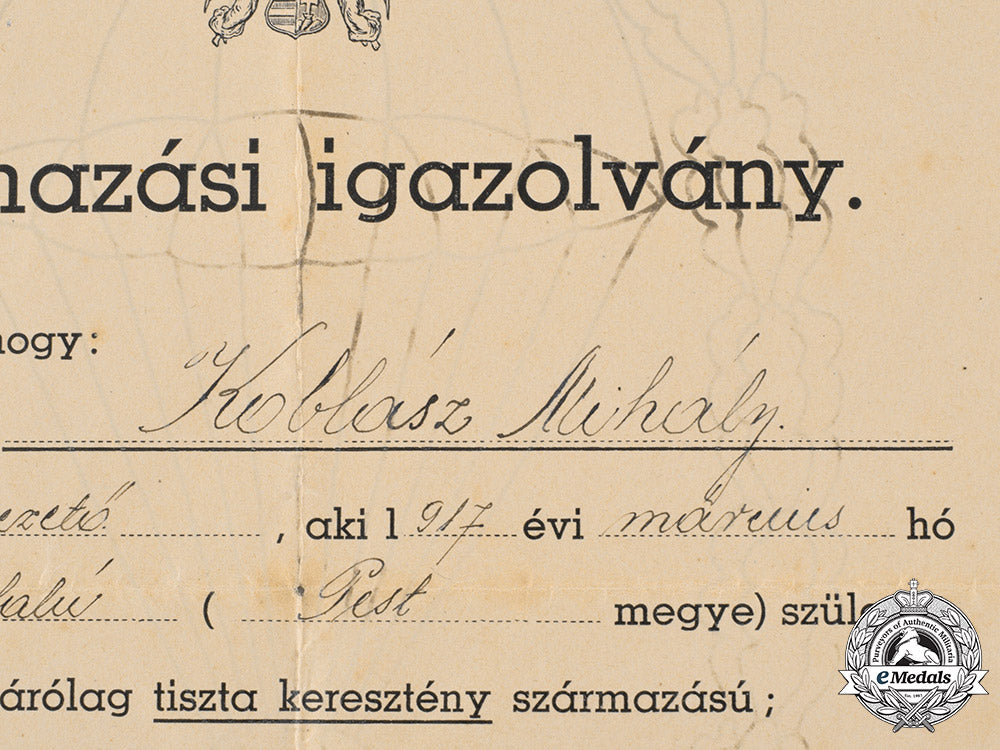 hungary,_kingdom._an_affirmation_of_christian_descent_to_koblász_mihály,1_st_parachute_battalion_ci19_3368_2_1_1_1