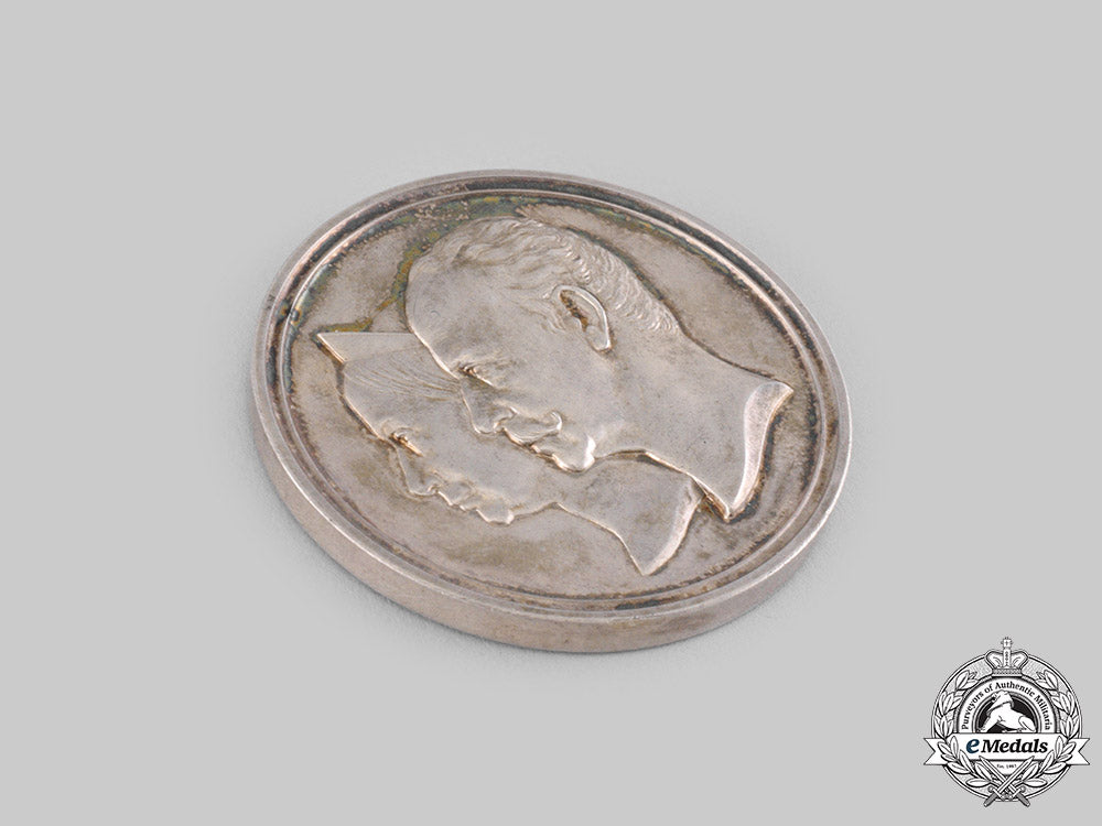 saxe-_weimar,_grand_duchy._an1892_golden_wedding_anniversary_silver_medallion,_by_gottfried_bernhard_loos_ci19_4640